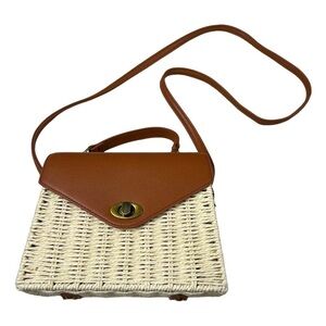 LD Boho Wicker Faux Leather Crossbody Bag